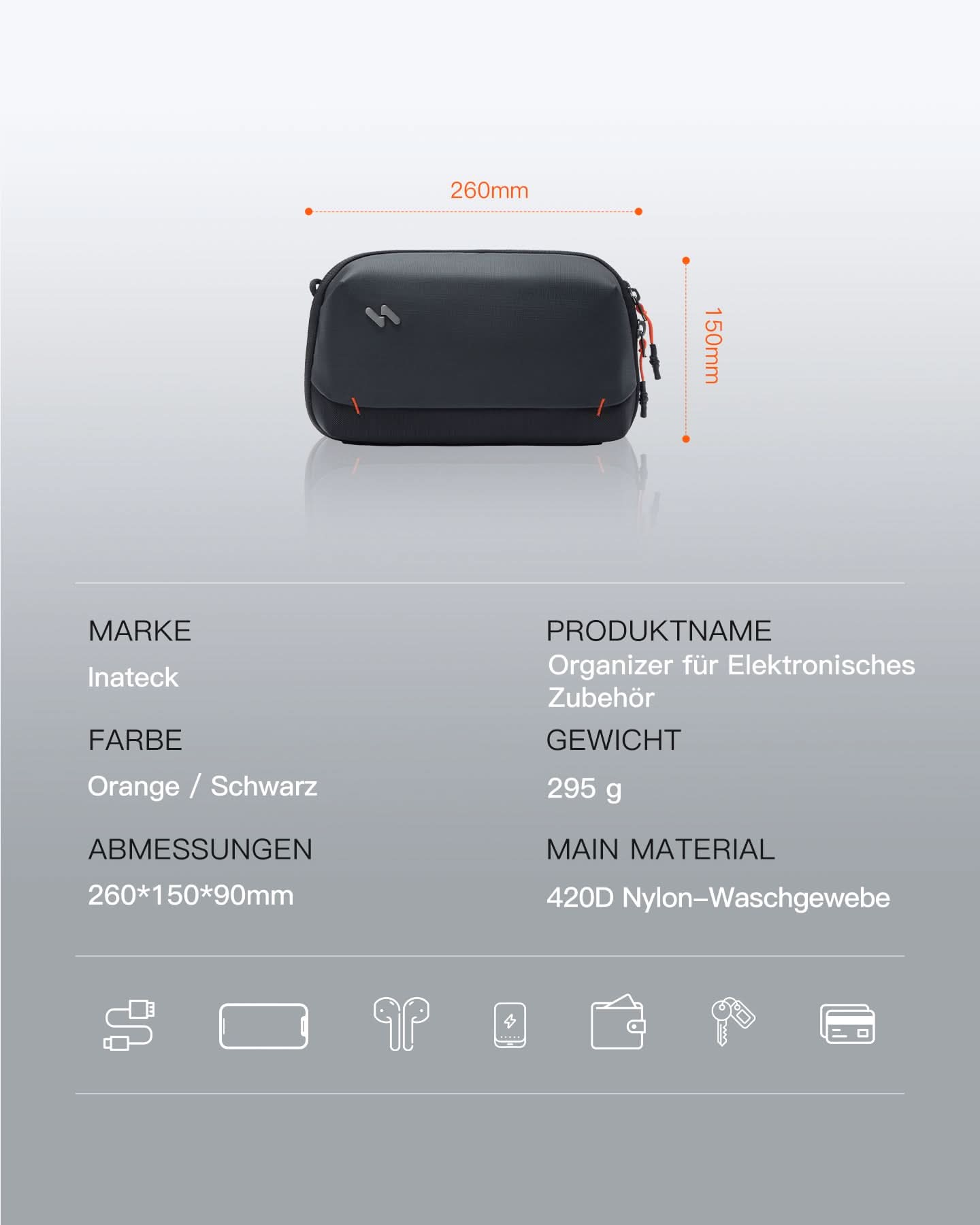 inateck-abm35s-gadget-organizer-elektronik-tasche-schwarz image 4