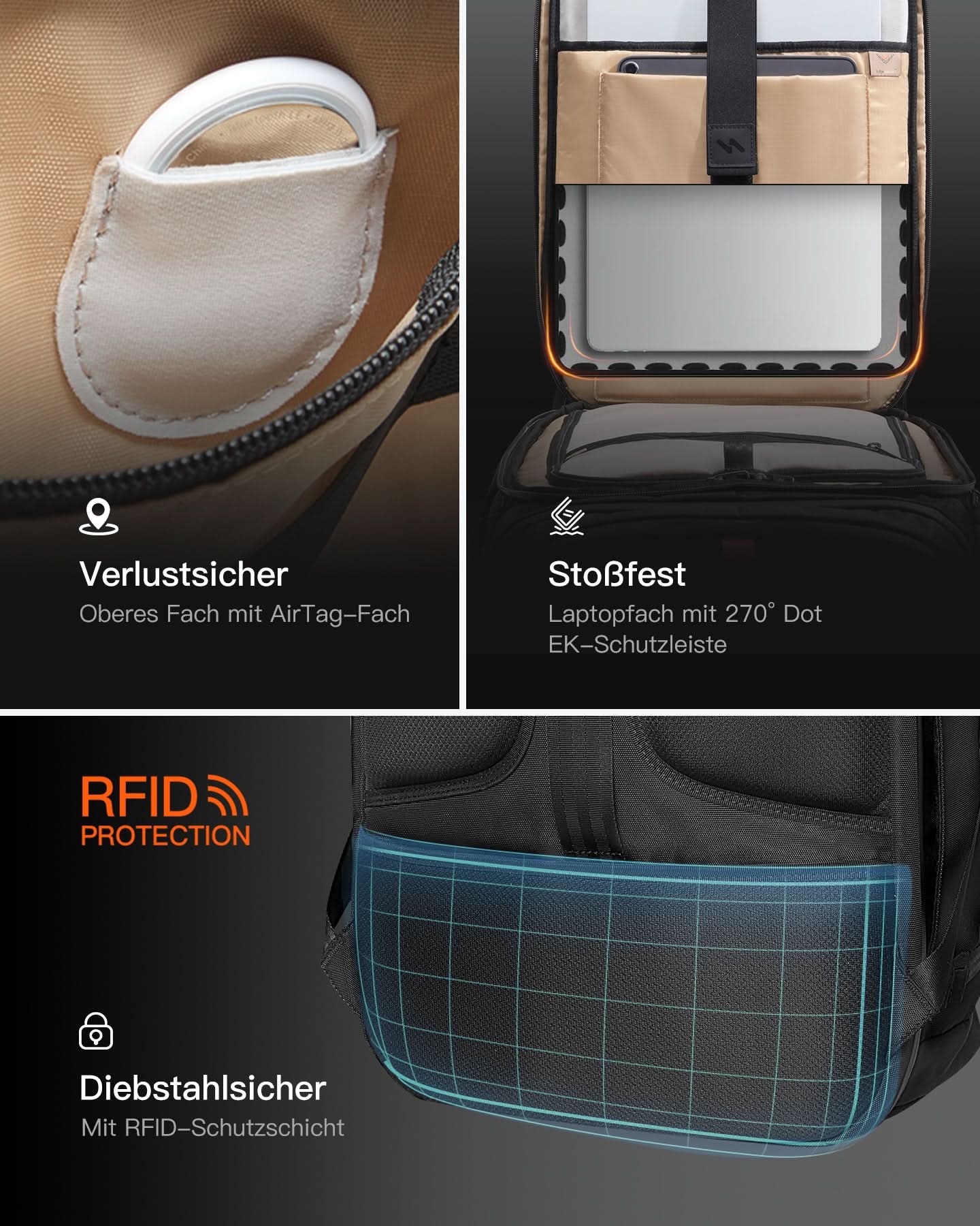 inateck-lightour-bpx31-reiserucksack-40l-schwarz-17-zoll image 6