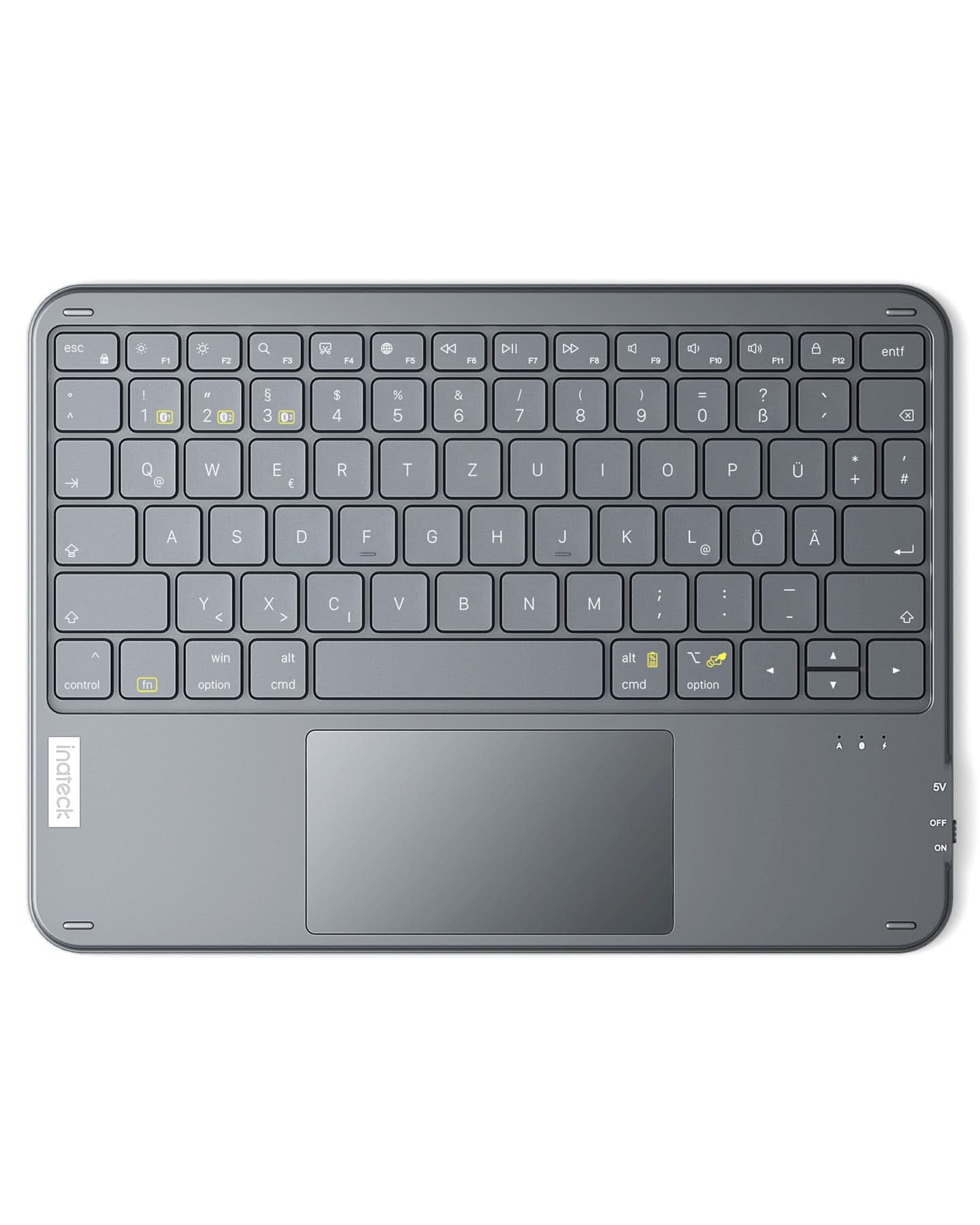 inateck-kb01105-tablet-tastatur-kabellos-qwertz-grau-trackpad image 1