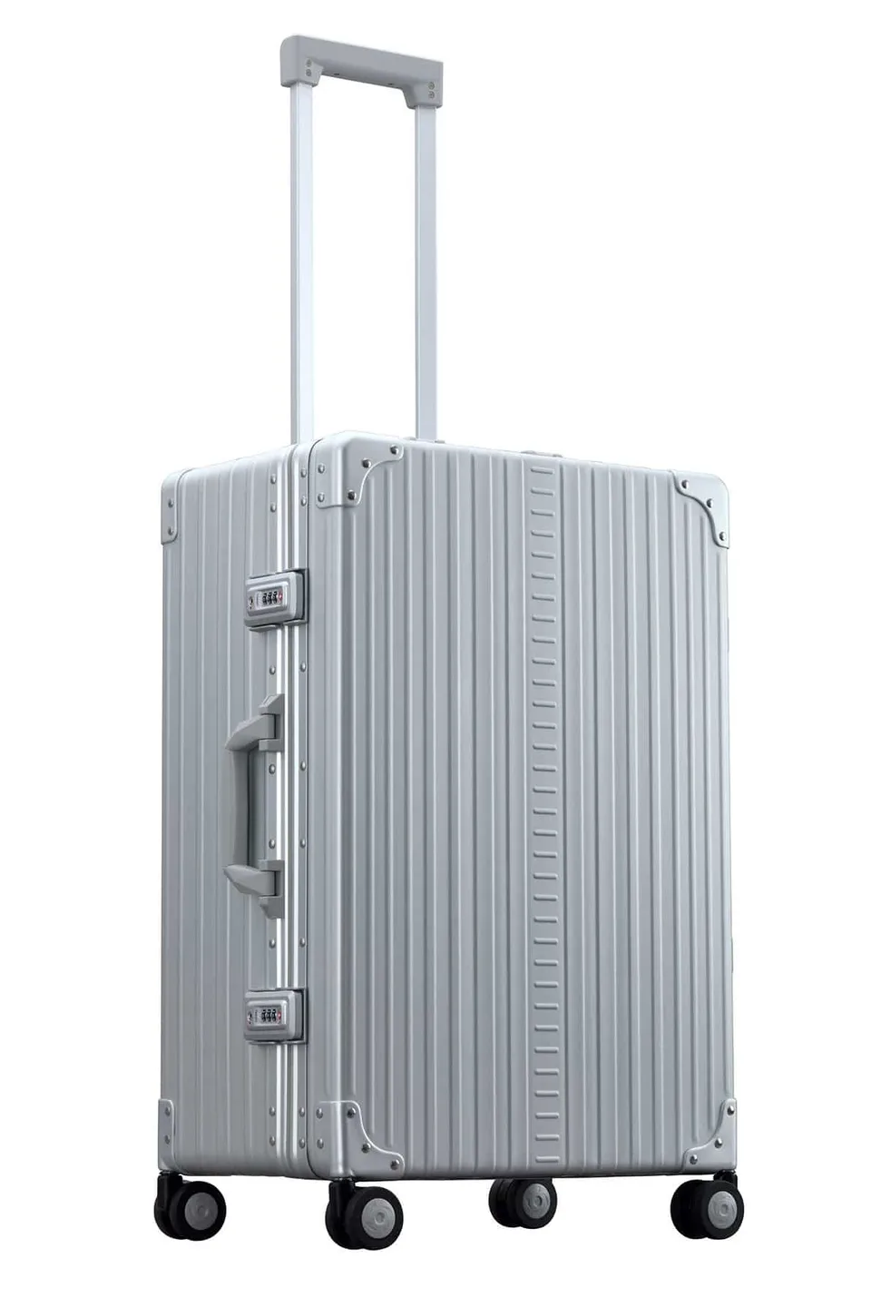 aleon-checked-2628-reisekoffer-26-zoll-alu-platin image 1