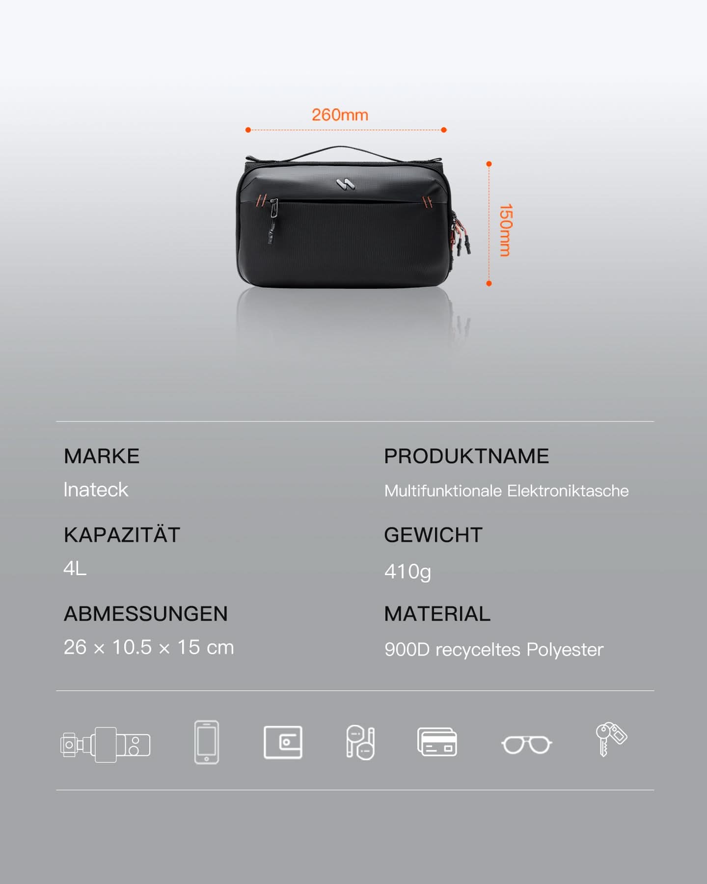 inateck-gadget-organizer-abm34-kabeltasche-schwarz-spritzwassergesch-tzt image 3