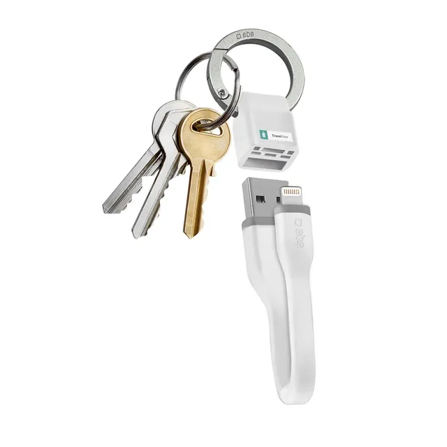 sbs-usb-lightning-kabel-kurz-wei-mit-schl-sselanh-nger image 1