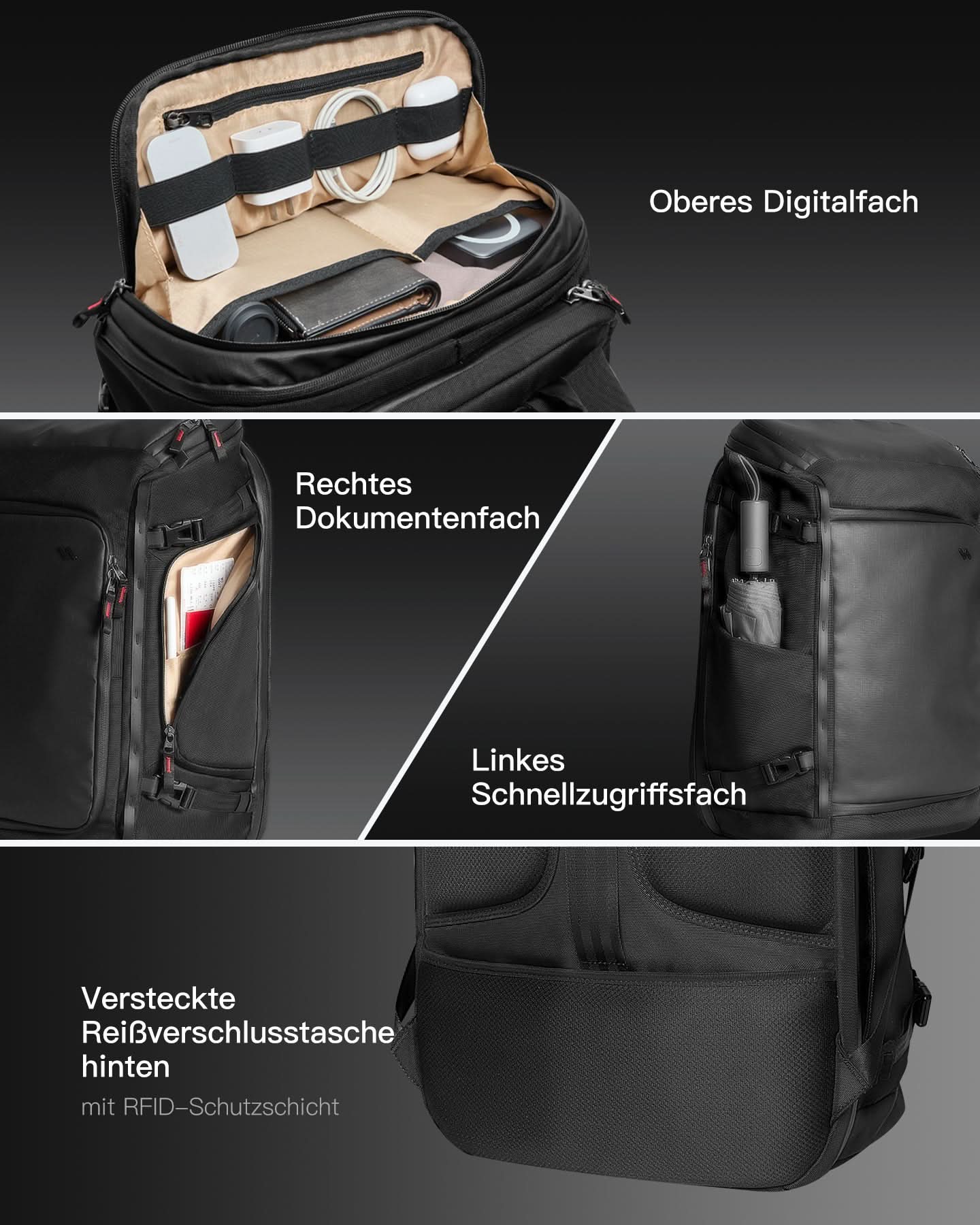 inateck-lightour-bpx31-reiserucksack-40l-schwarz-17-zoll image 4