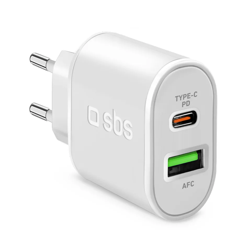 sbs-wall-charger-20w-usb-c-pd-usb-a-schnellladeger-t-weiss image 1