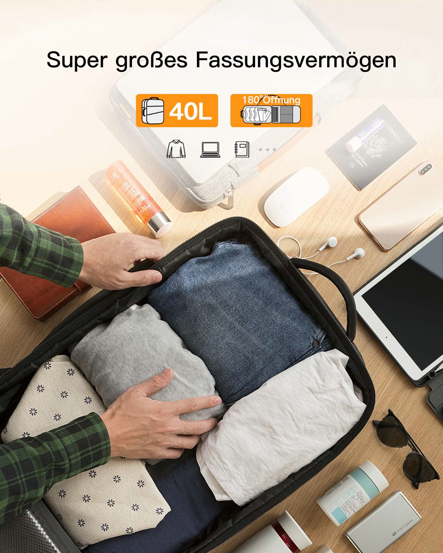 inateck-lightour-bp03001-reiserucksack-40l-17-zoll-laptop image 2