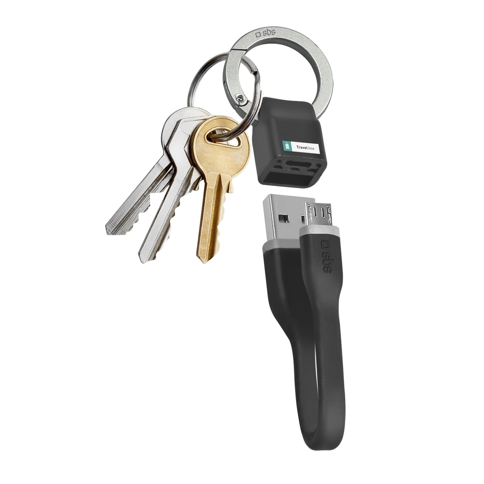sbs-micro-usb-kabel-kurz-mit-schl-sselanh-nger image 1
