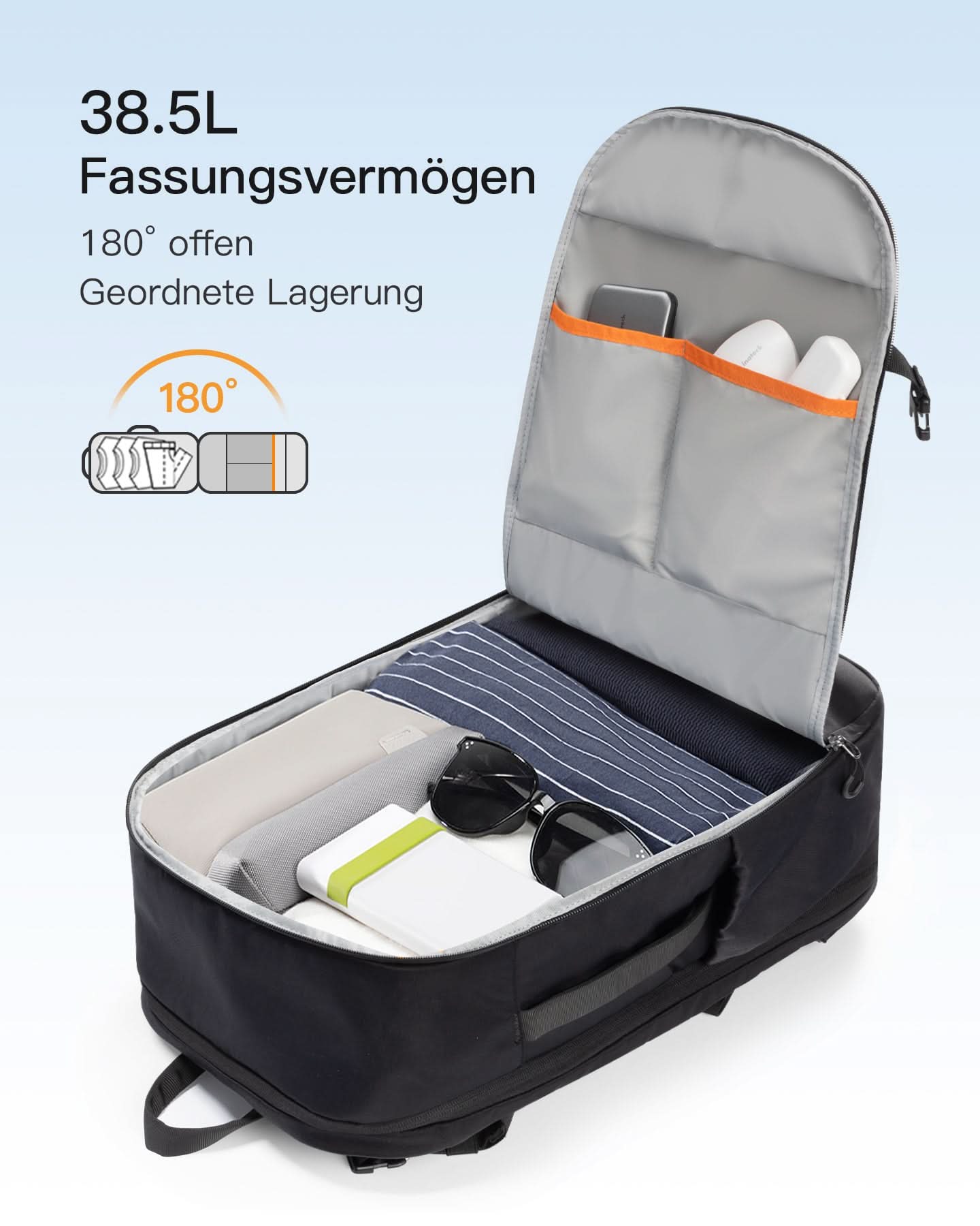 inateck-lightour-bp03009-reiserucksack-38-5l-17-zoll-schwarz image 3