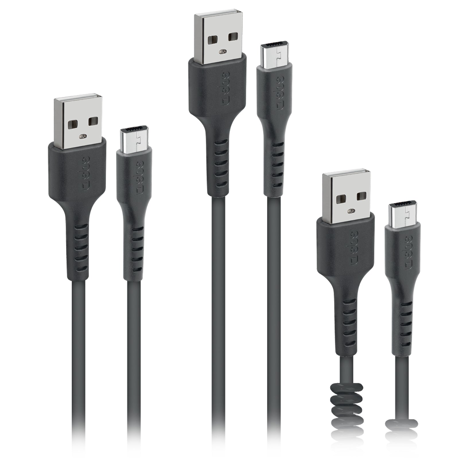 sbs-micro-usb-kabel-set-3-teilig-ladekabel-1m-2m-spiral image 1