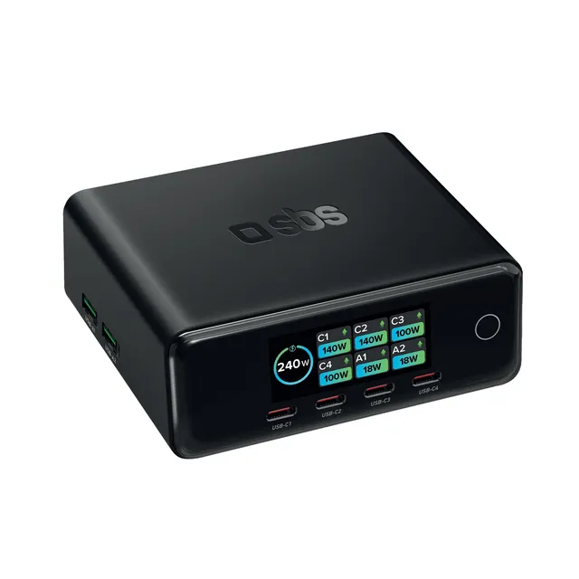 sbs-wall-chargers-240w-ladestation-6-ports-tft-display image 1