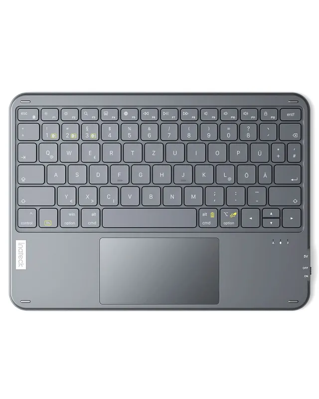 inateck-kb01105-tablet-tastatur-kabellos-qwertz-grau-trackpad image 1