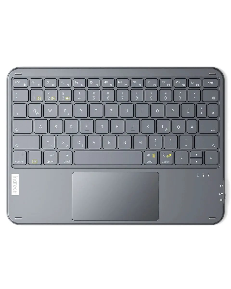inateck-kb01105-tablet-tastatur-kabellos-qwertz-grau-trackpad image 1