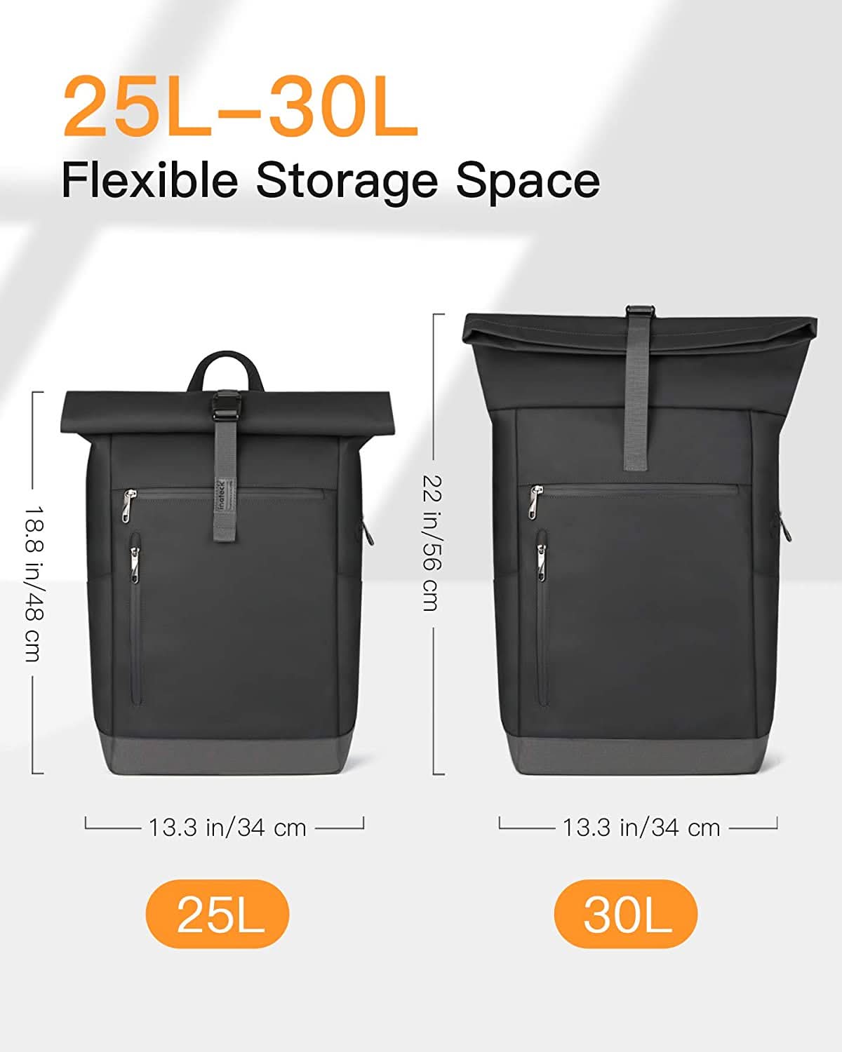 inateck-lightour-bp01003-rolltop-rucksack-30l-schwarz-17-zoll image 3