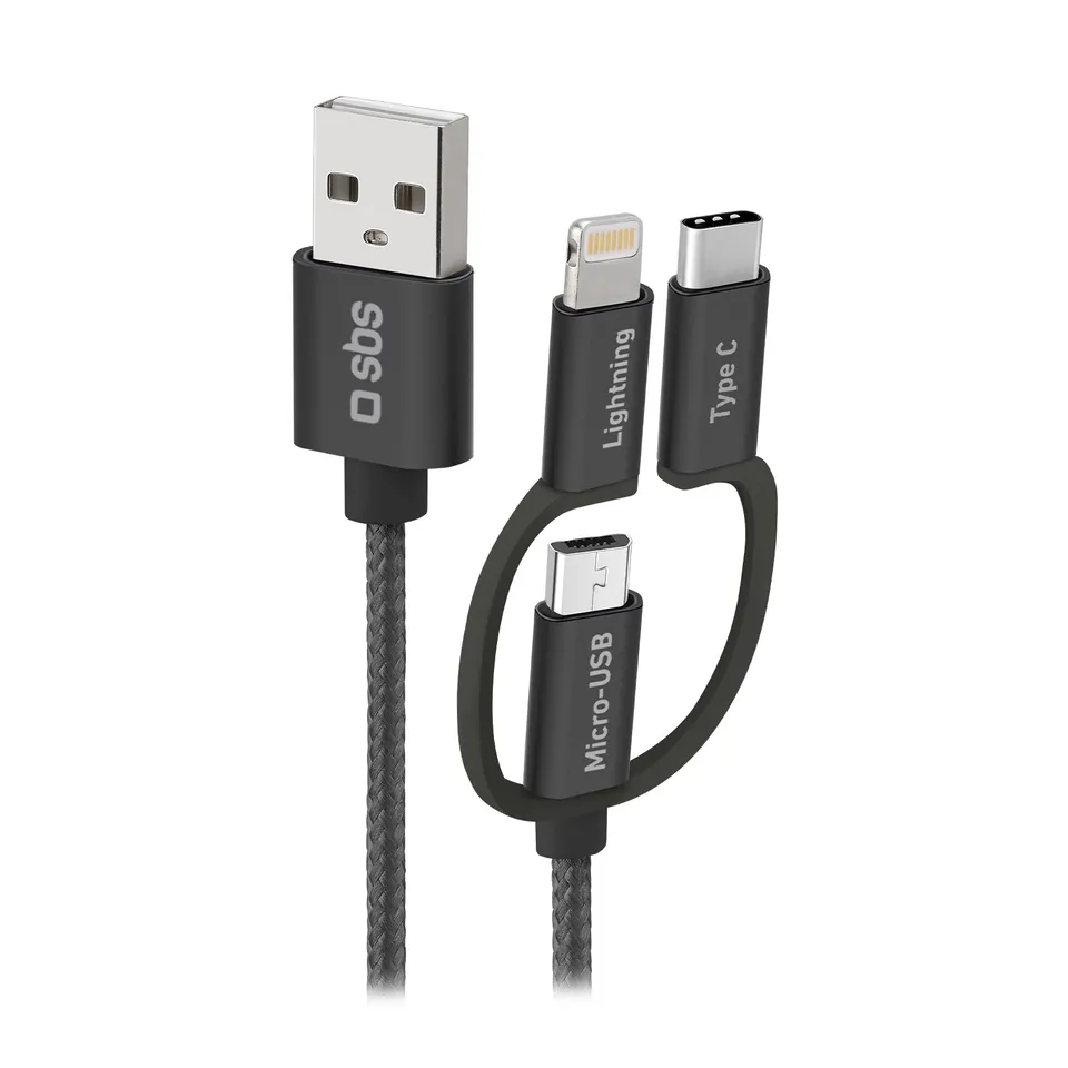 sbs-3-in-1-ladekabel-1-2-m-lightning-usb-c-mfi-gewebe image 1
