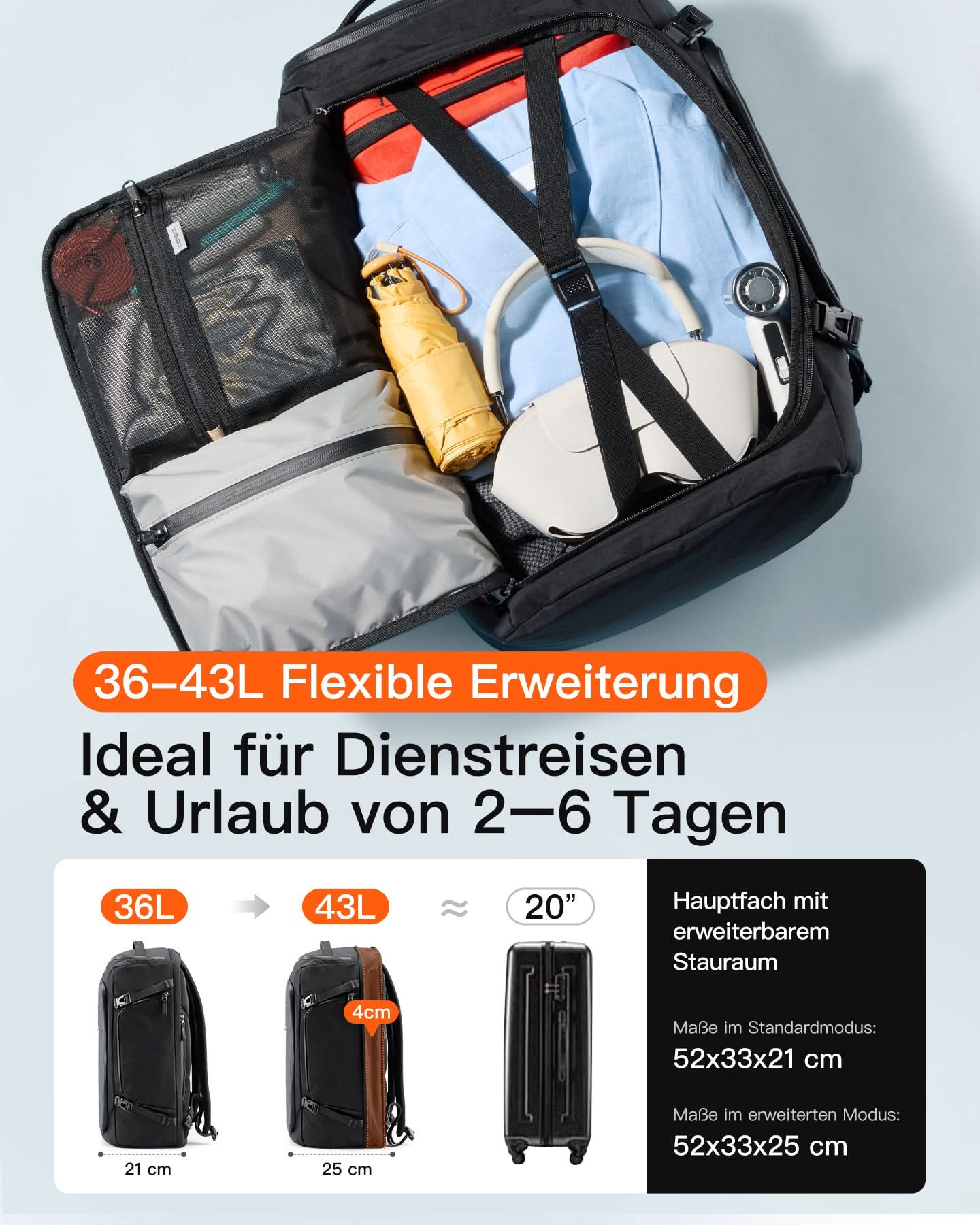 inateck-lightour-bpx36-reiserucksack-36-43l-handgep-ck image 5