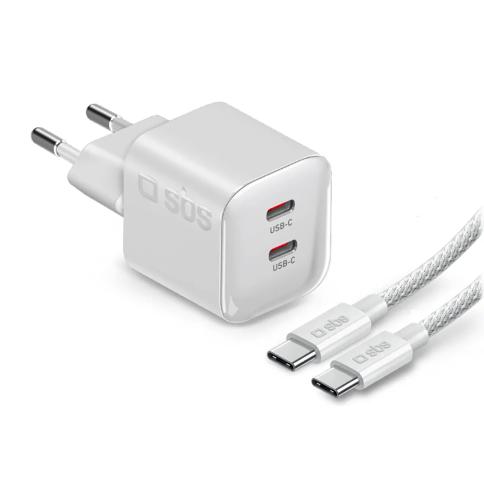sbs-wall-chargers-wandladeger-t-60w-pd-2x-usb-c-kabel-1-5m image 1