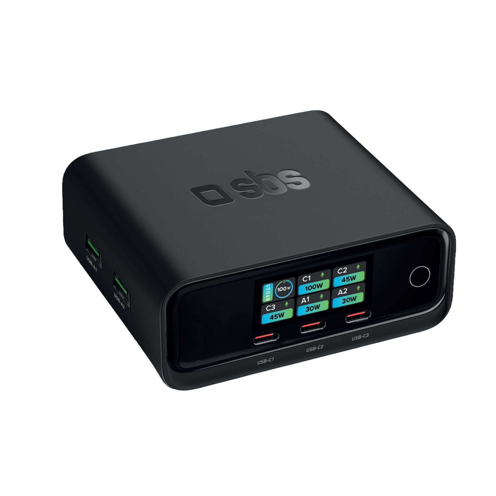 sbs-wall-charger-100w-pd-ladestation-5-fach-display image 1