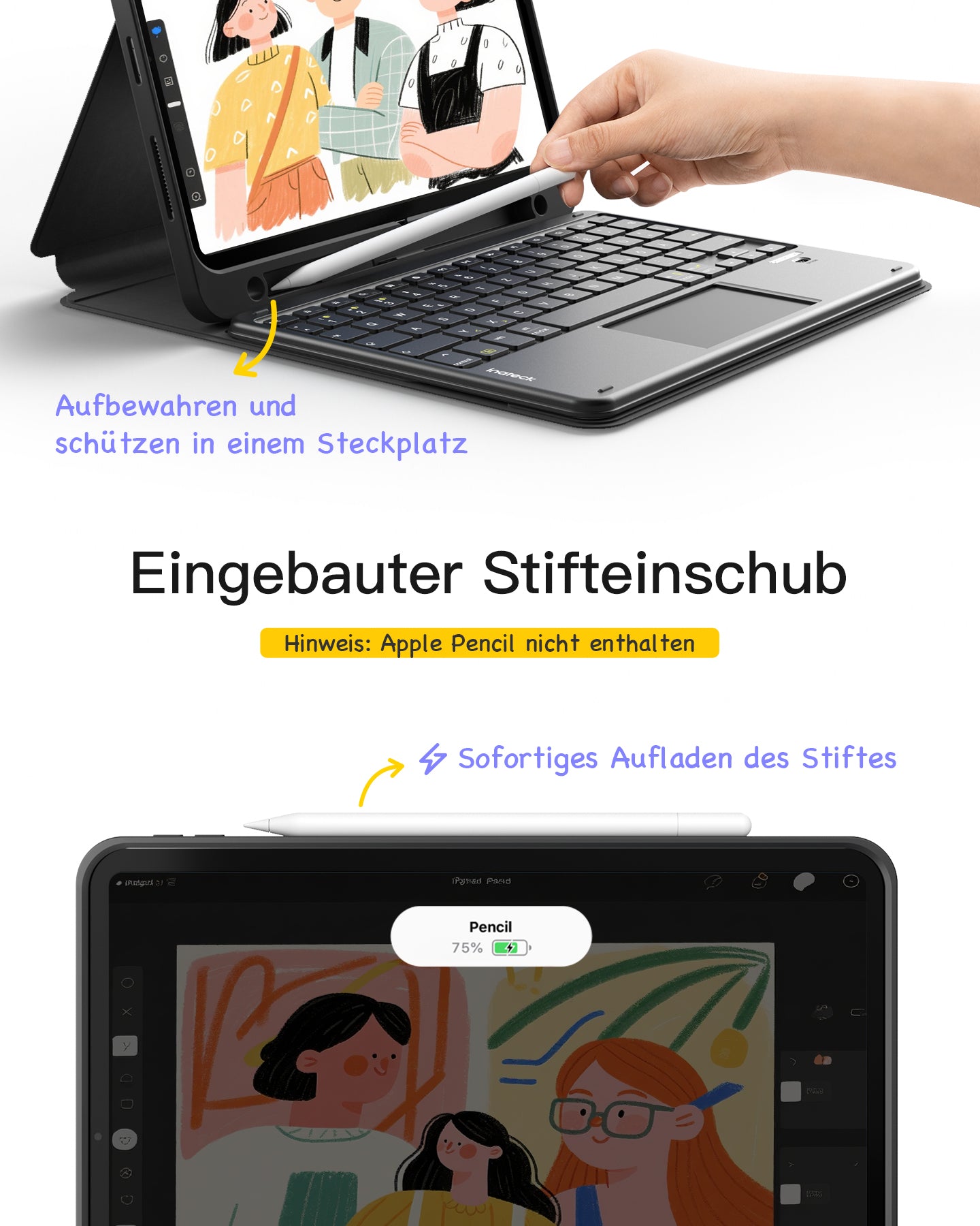 inateck-kb002-ipad-tastatur-11-zoll-schwarz-mit-trackpad image 7