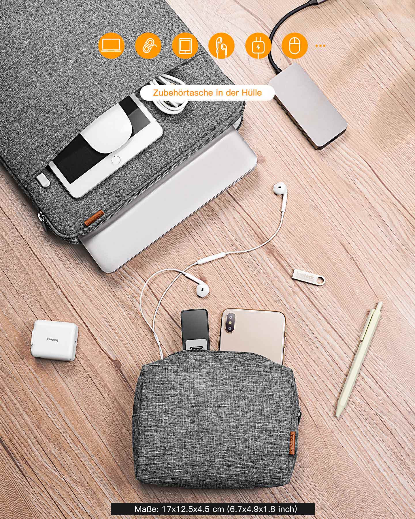 inateck-edgekeeper-lb01006-s1-laptoptasche-13-zoll-grau-polyester image 6