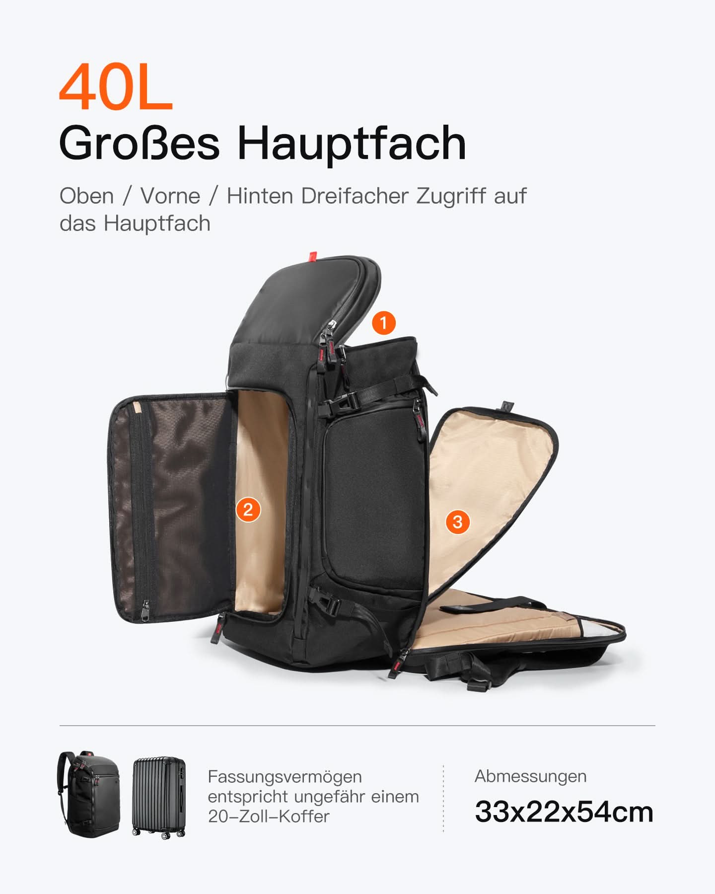 inateck-lightour-bpx31-reiserucksack-40l-schwarz-17-zoll image 2
