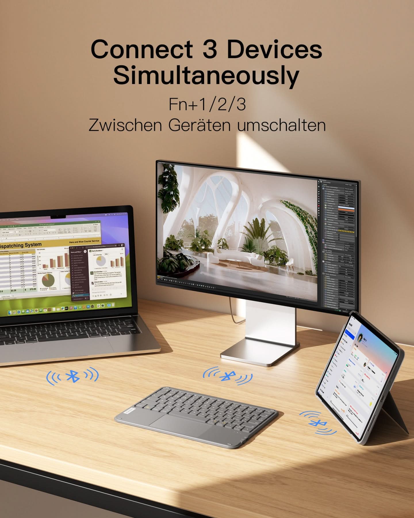 inateck-kb01105-tablet-tastatur-kabellos-qwertz-grau-trackpad image 2