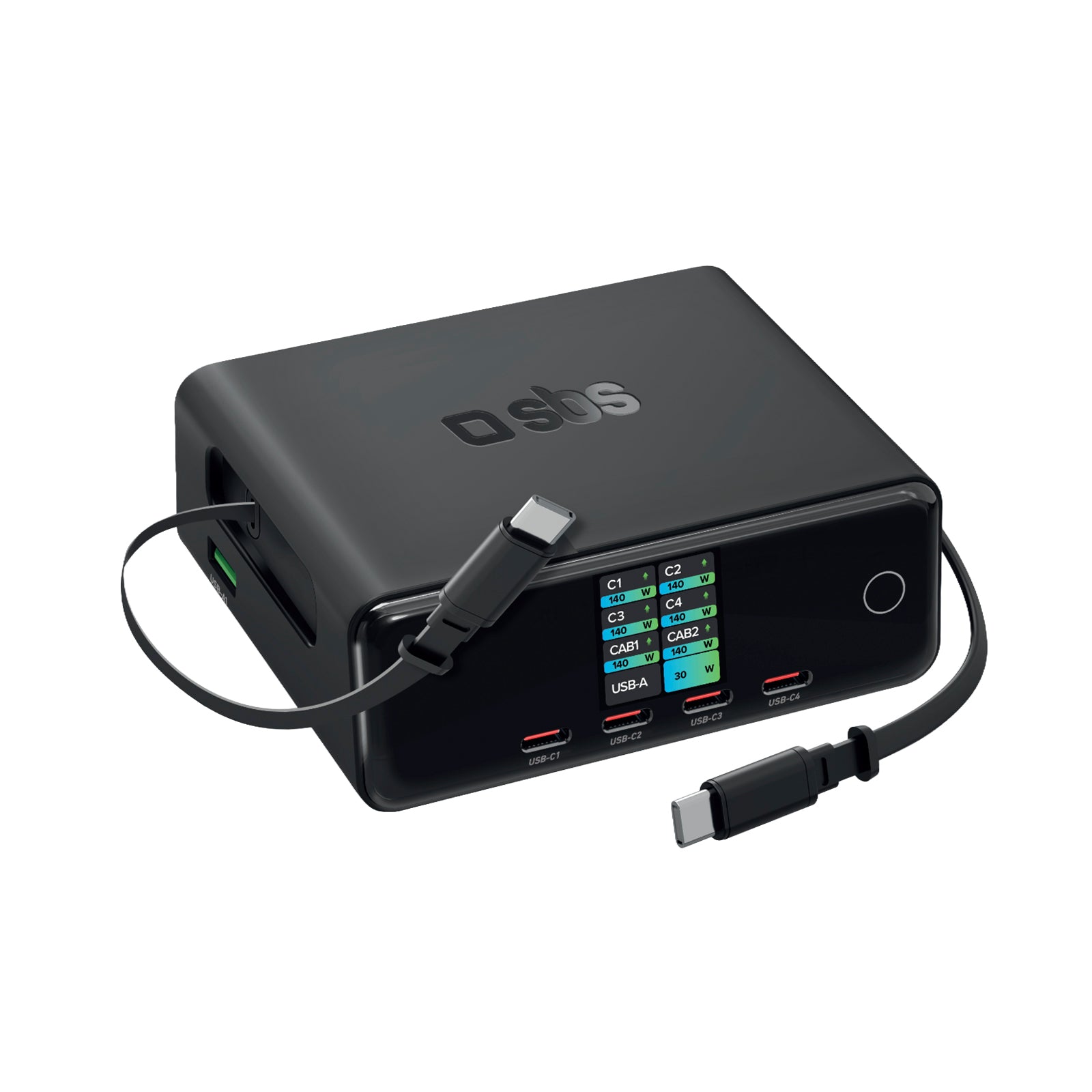 sbs-pulse-140w-gan-ladestation-7-fach-tft-display-kabel image 1