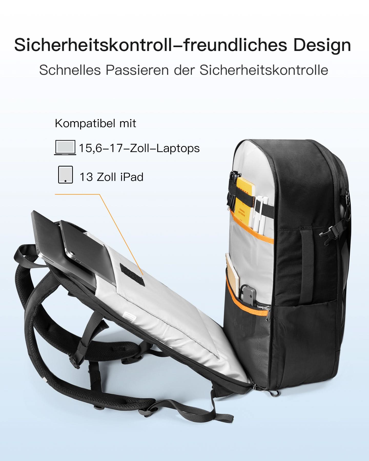 inateck-lightour-bp03009-reiserucksack-38-5l-17-zoll-schwarz image 4