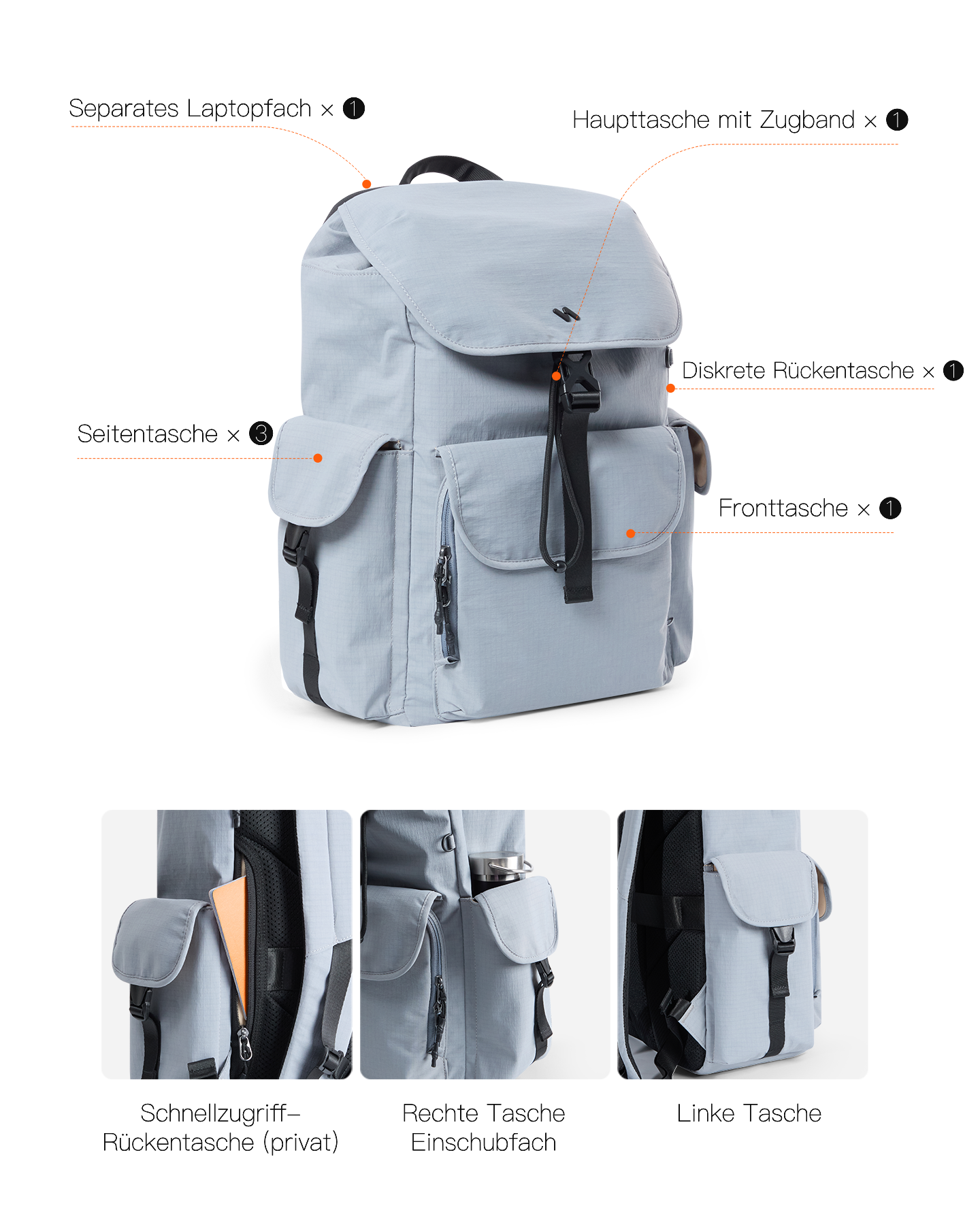 inateck-lightour-bpn21-laptop-rucksack-20l-babyblue-16-zoll image 2