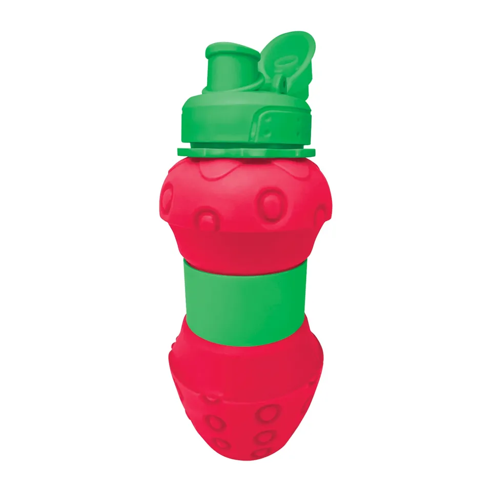 sbs-funny-bottle-falt-trinkflasche-silikon-600ml-erdbeere image 1