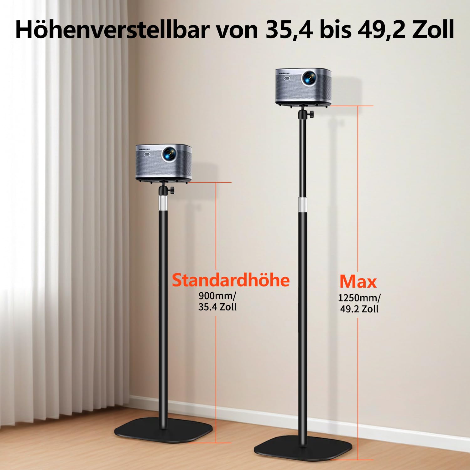 vgke-beamer-st-nder-bodenst-nder-90-125-cm-360-mattschwarz image 3