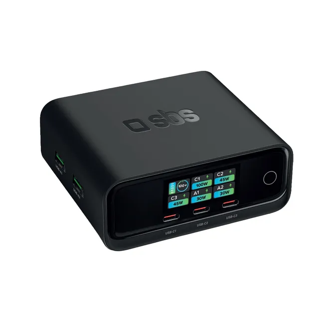 sbs-wall-charger-100w-pd-ladestation-5-fach-display image 1