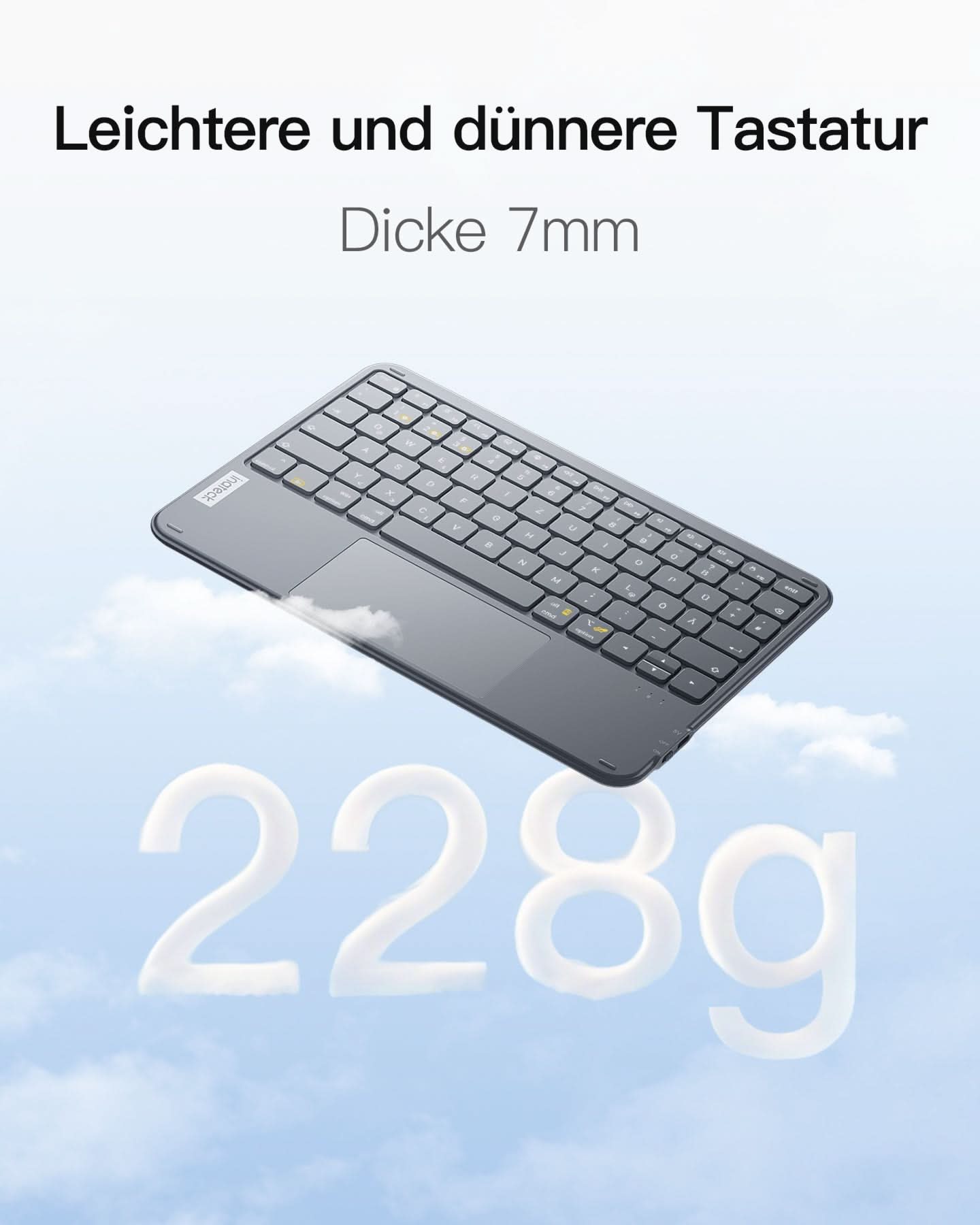 inateck-kb01105-tablet-tastatur-kabellos-qwertz-grau-trackpad image 3
