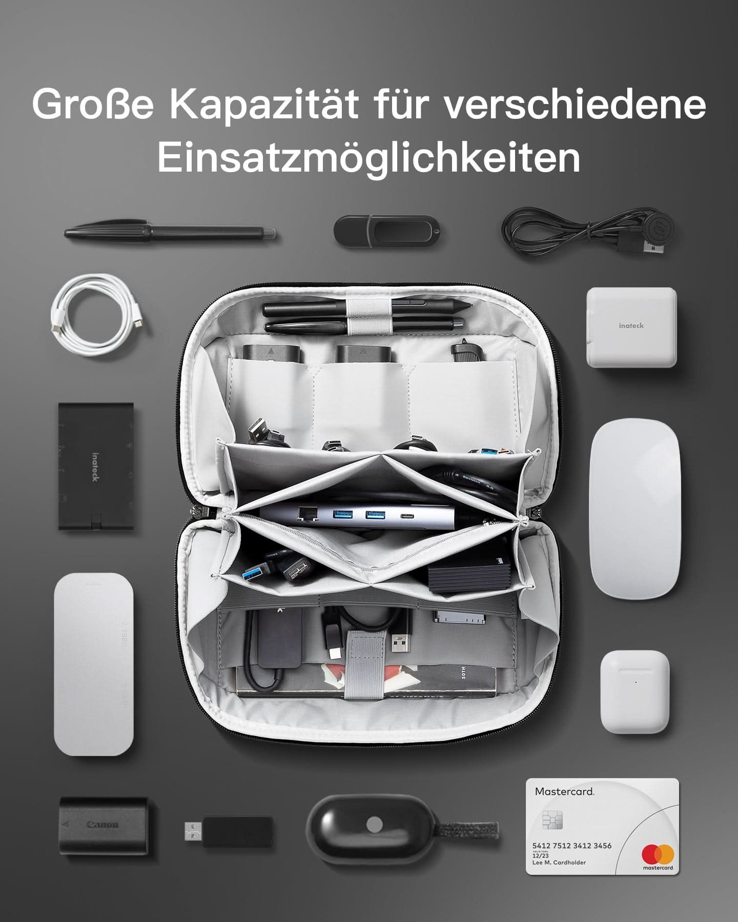 inateck-ab03007-gadget-organizer-elektronik-tasche-schwarz image 2