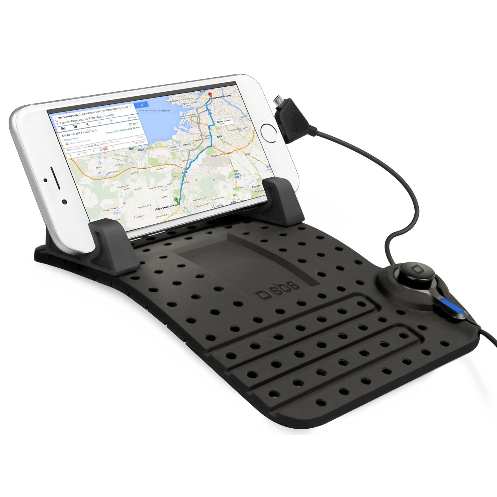 sbs-handyhalterung-auto-silikon-pad-mit-ladekabel image 1