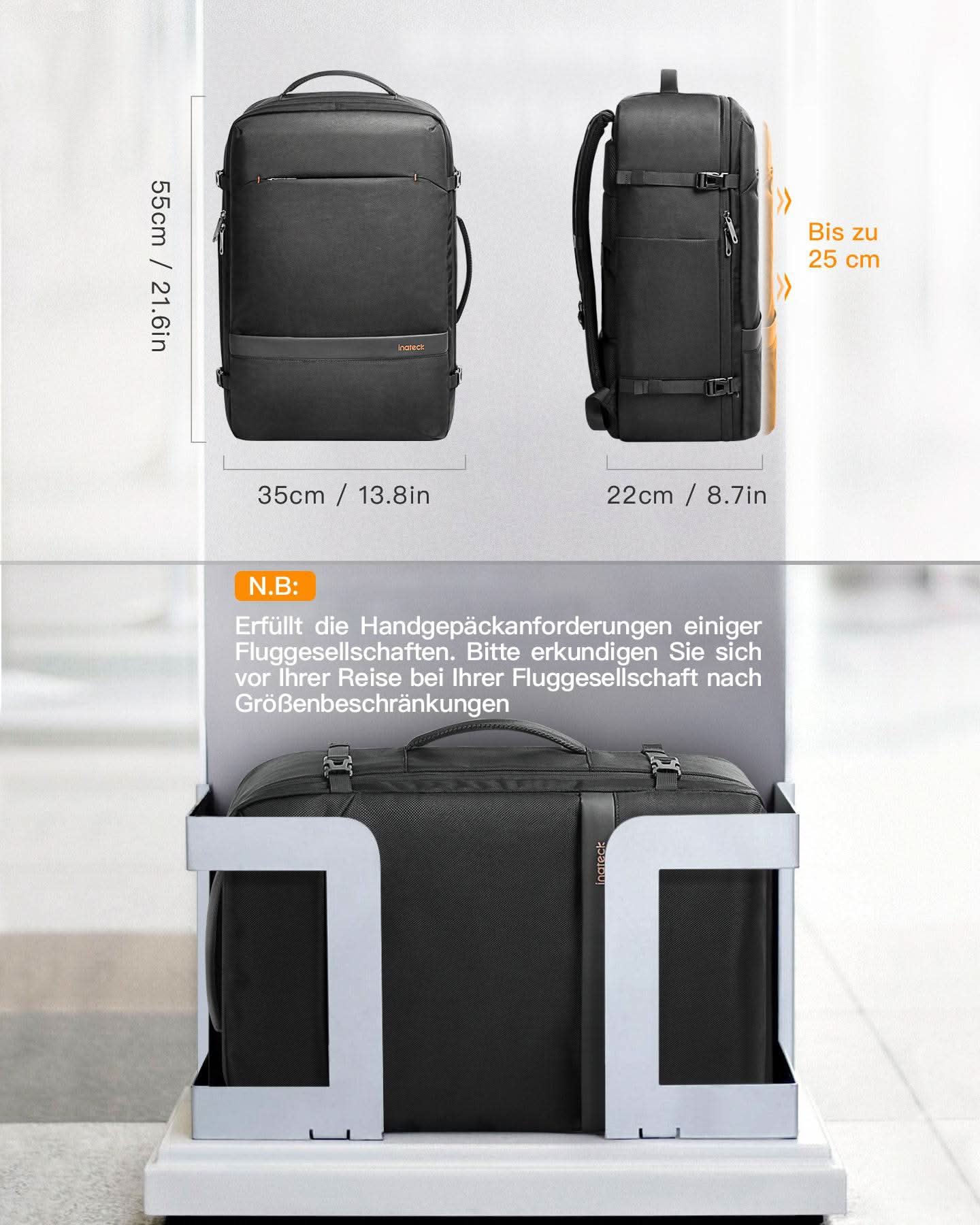 inateck-bp03005-lightour-handgep-ck-rucksack-20-42l-laptop image 2