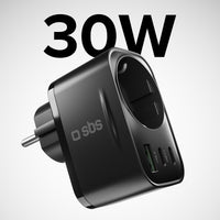 sbs-schuko-wandladeger-t-30w-usb-c-usb-a-pd-wei image 2