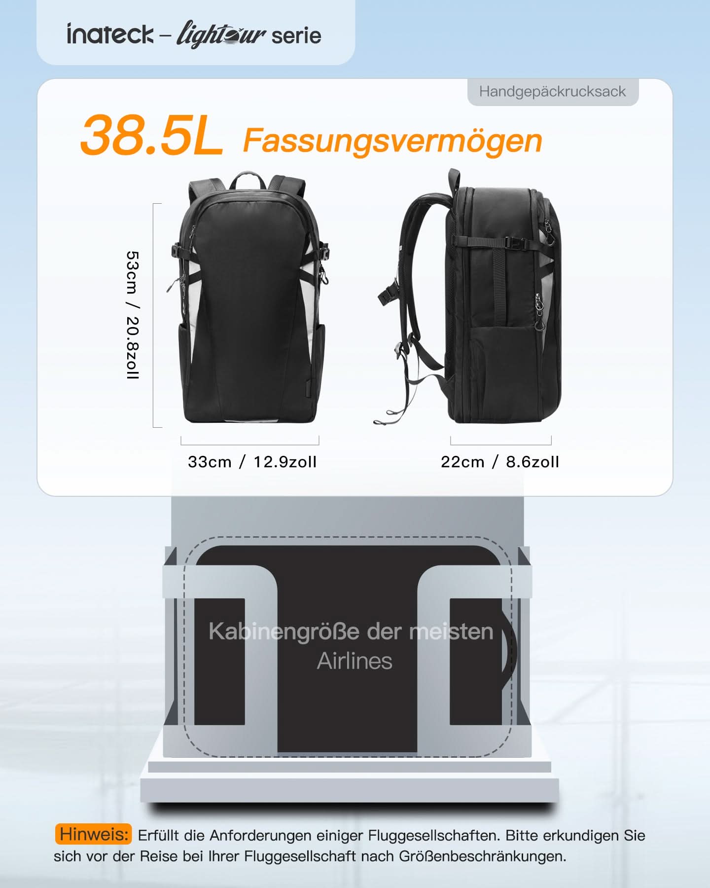 inateck-lightour-bp03009-reiserucksack-38-5l-17-zoll-schwarz image 2