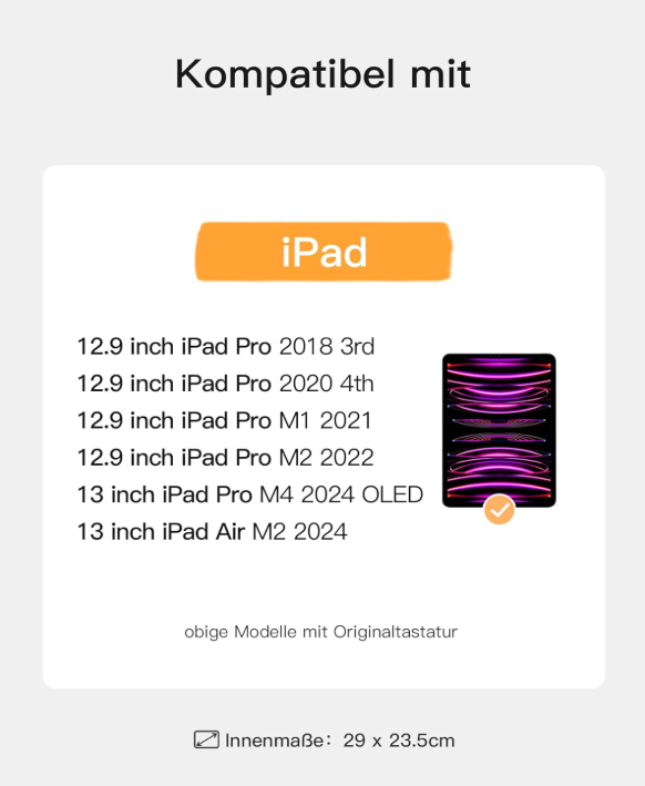 inateck-ab01002-tablet-h-lle-12-9-zoll-hartschale-grau image 2